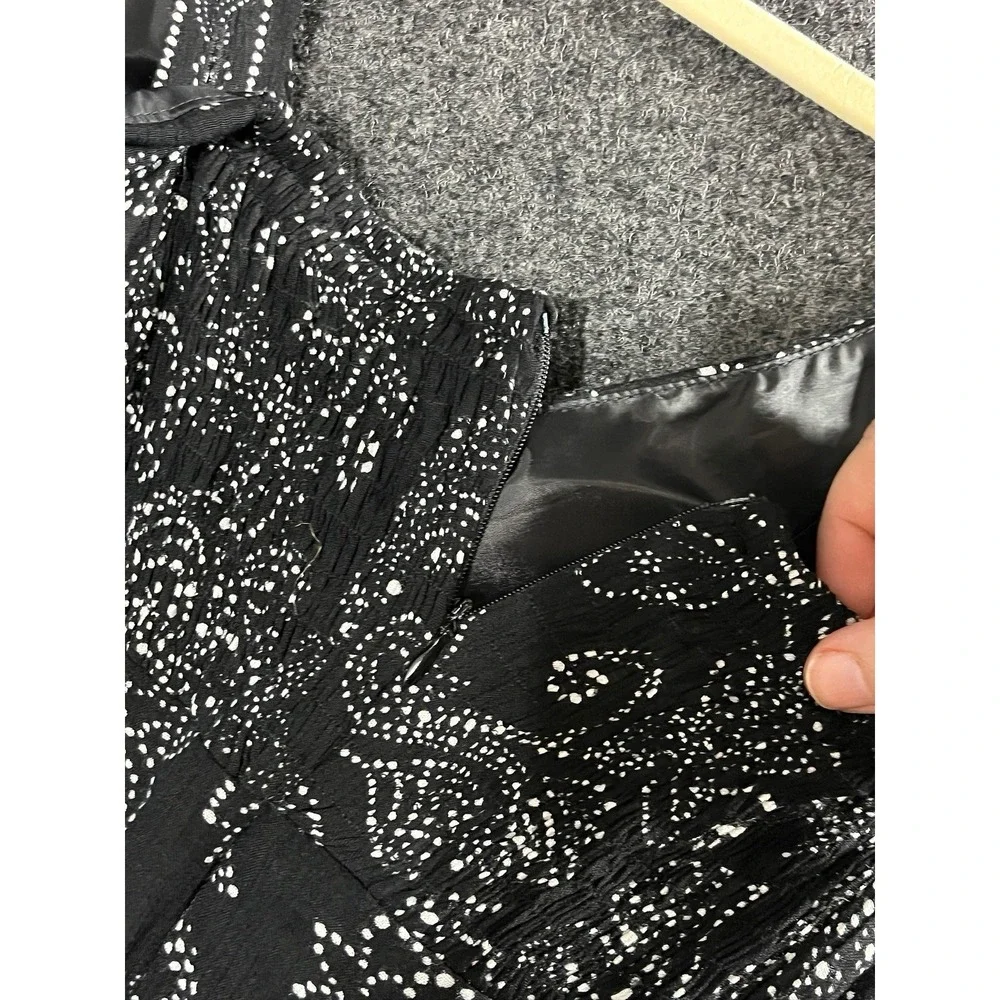Vintage Madison Leigh Dress 8P 60s Style Black Beaded Flowy V Neck Adjustable - Picture 8 of 8